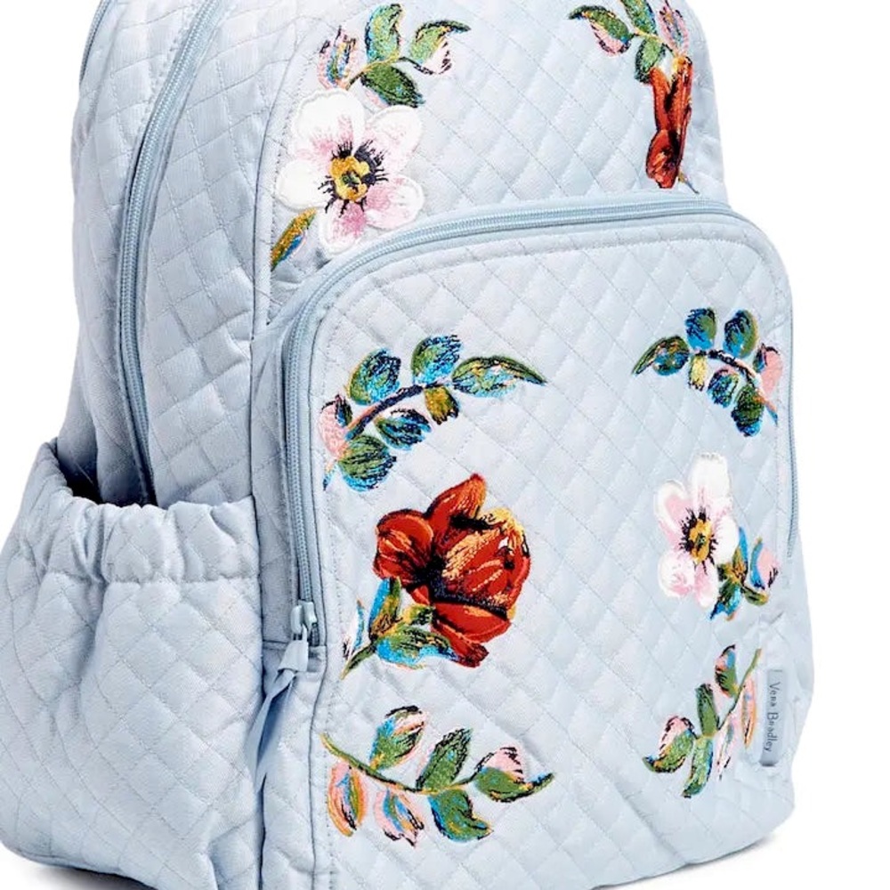 Vera Bradley Large Campus Backpack in Denim ✨ Sea Air Floral - Picture 6 of 11